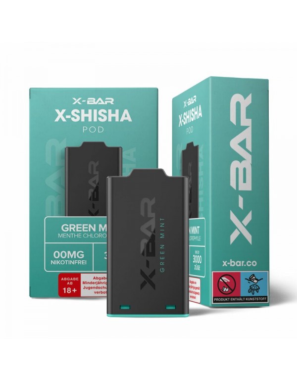 X-Shisha Pod Green Mint Nikotinfrei by X-BAR