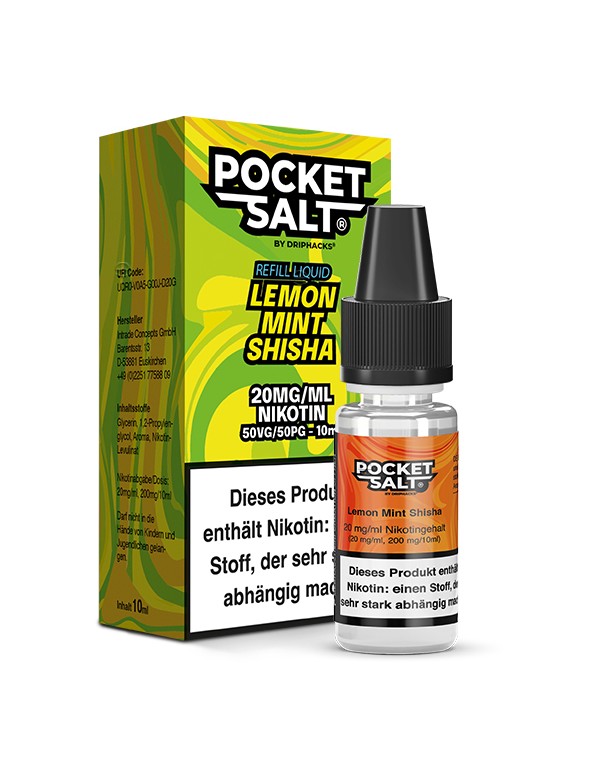 Pocket Salt Lemon Mint Shisha Nikotinsalz Liquid 20mg/ml by Drip Hacks