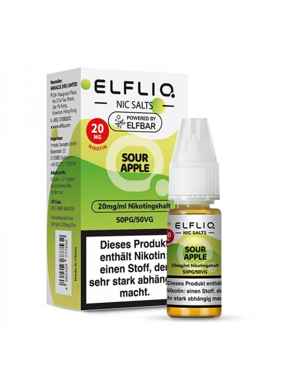 ELFBAR ELFLIQ Sour Apple Nikotinsalz Liquid 10ml -...