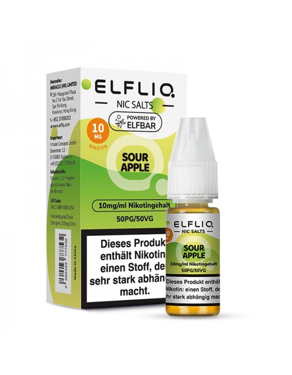 ELFBAR ELFLIQ Sour Apple Nikotinsalz Liquid 10ml -...