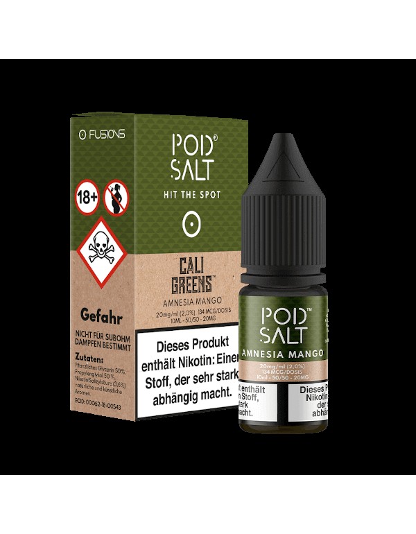 PODSALT  Fusion Cali Greens - Amnesia Mango Liquid (50/50) 20mg 10ml