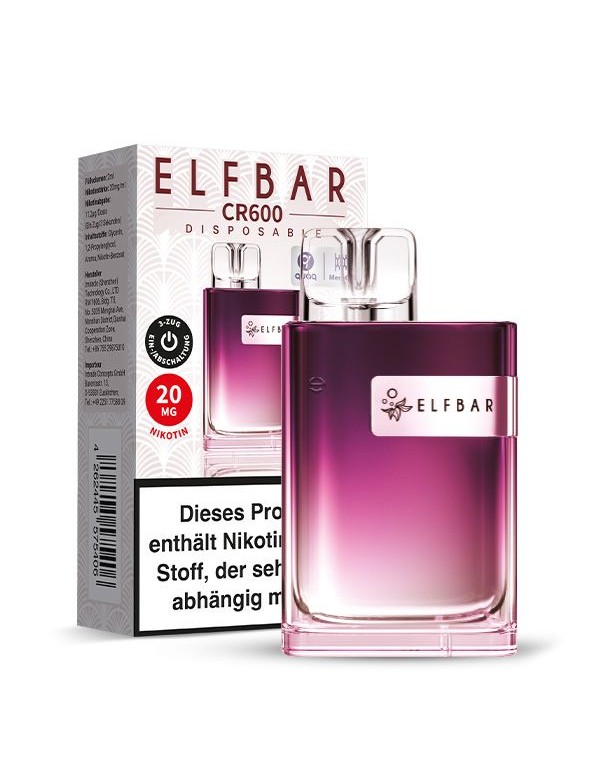 ELFBAR Crystal CR600 Strawberry Raspberry Cherry Einweg E Zigarette 20mg/ml